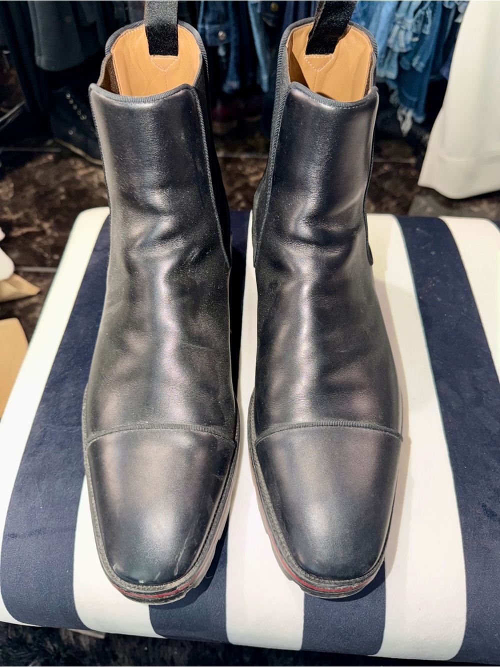 Christian Louboutin Black Leather Chukka Boots with Red Sole Accent - Picture 4 of 4